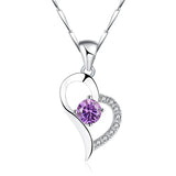 S999 Pure Silver Heart CZ Stone Pendant Necklace