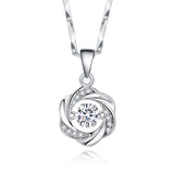 S999 Pure Silver Heart CZ Stone Pendant Necklace