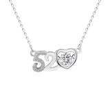 S999 Pure Silver Heart CZ Stone Pendant Necklace