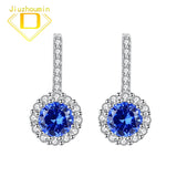 Sapphire Gemstone Stud Earrings 925 Sterling Silver Diamond Classic Jewelry