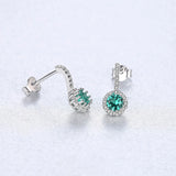 Sapphire Gemstone Stud Earrings 925 Sterling Silver Diamond Classic Jewelry