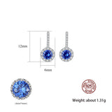 Sapphire Gemstone Stud Earrings 925 Sterling Silver Diamond Classic Jewelry