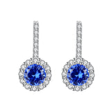 Sapphire Gemstone Stud Earrings 925 Sterling Silver Diamond Classic Jewelry