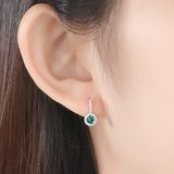 Sapphire Gemstone Stud Earrings 925 Sterling Silver Diamond Classic Jewelry