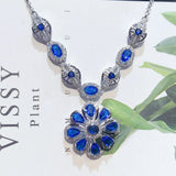 Sun Flower Zircon Pendant Necklace for Women