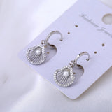 Seashell Hoop Earrings with Pearl Drop
