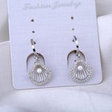 Seashell Hoop Earrings with Pearl Drop