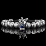 Men Crown Bracelets Contrast Color Bangles Hemp Rope Stainless Steel CZ