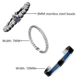 Men Crown Bracelets Contrast Color Bangles Hemp Rope Stainless Steel CZ