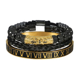 Roman Enamel Numeral Bracelet Stainless Steel Rope Bangle