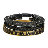 Roman Enamel Numeral Bracelet Stainless Steel Rope Bangle