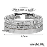 Roman Enamel Numeral Bracelet Stainless Steel Rope Bangle