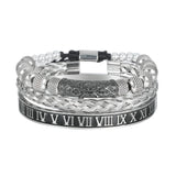 Roman Enamel Numeral Bracelet Stainless Steel Rope Bangle