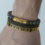 Roman Enamel Numeral Bracelet Stainless Steel Rope Bangle