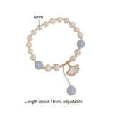 Shell Leaf Charm Pearl Aquamarine Bracelet for Women