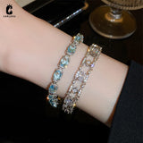 Geometric Oval Chain Bracelet with CZ Zircon for Women