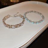 Geometric Oval Chain Bracelet with CZ Zircon for Women