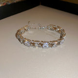 Geometric Oval Chain Bracelet with CZ Zircon for Women