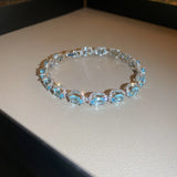 Geometric Oval Chain Bracelet with CZ Zircon for Women