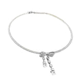 Rhinestone Bowknot Tassel Pendant Choker Necklaces Women Girl Jewelry