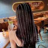 Full Rhinestone Headband with Tassel for Women