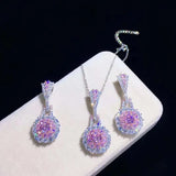 AAA CZ Jewelry Sets Silver Pink Crystal Wedding Bridal Sets