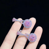 AAA CZ Jewelry Sets Silver Pink Crystal Wedding Bridal Sets
