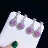 AAA CZ Jewelry Sets Silver Pink Crystal Wedding Bridal Sets