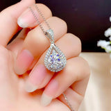 CZ Water Drop Pendant Necklace Wedding Jewelry Clavicle Chain