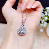 CZ Water Drop Pendant Necklace Wedding Jewelry Clavicle Chain