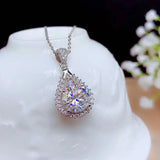 CZ Water Drop Pendant Necklace Wedding Jewelry Clavicle Chain