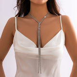 Rhinestone Choker Necklace Wedding Tassels Necklace