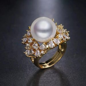 Large Pearl Ring Exaggerated Round Ring Women Jewelry Christmas Gift