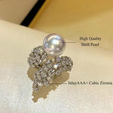 Large Pearl Ring Exaggerated Round Ring Women Jewelry Christmas Gift