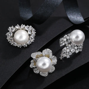 Large Pearl Ring Exaggerated Round Ring Women Jewelry Christmas Gift