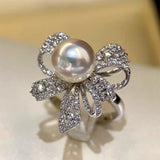 Large Pearl Ring Exaggerated Round Ring Women Jewelry Christmas Gift