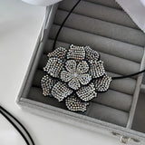 Rhinestone Flower Choker Necklace Charms Lace up Chains Collar