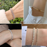 Crystal Stone CZ Tennis Bracelet Silver Bangle