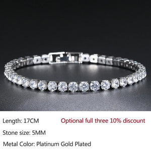 Crystal Stone CZ Tennis Bracelet Silver Bangle