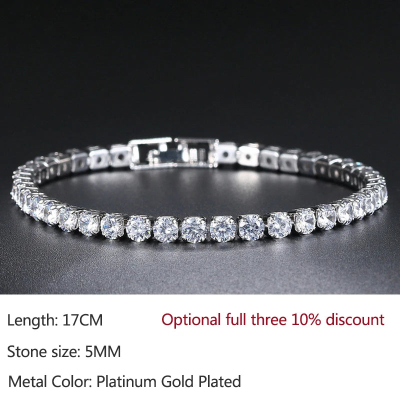 Crystal Stone CZ Tennis Bracelet Silver Bangle