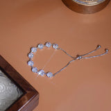 Silver Adjustable Crystal Zircon Bracelet Platinum Plating Jewelry Gift