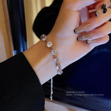 Silver Adjustable Crystal Zircon Bracelet Platinum Plating Jewelry Gift