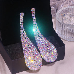 Crystal Long Earrings for Women Full Rhinestone Dangle