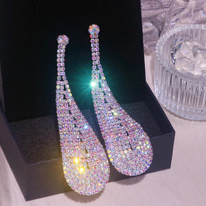 Crystal Long Earrings for Women Full Rhinestone Dangle