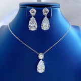 Drop Crystal Diamond Pendant Necklace Silver 925 Fine Jewelry Women