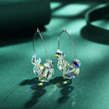 Austrian Crystal Hoop Earrings & Pendant Set - Christmas Party Jewelry