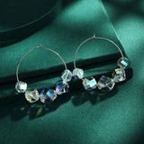 Austrian Crystal Hoop Earrings & Pendant Set - Christmas Party Jewelry
