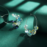 Austrian Crystal Hoop Earrings & Pendant Set - Christmas Party Jewelry