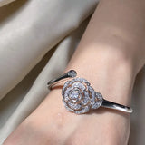 Zircon Stone Flower Cuff Bracelet for Women