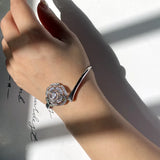 Zircon Stone Flower Cuff Bracelet for Women